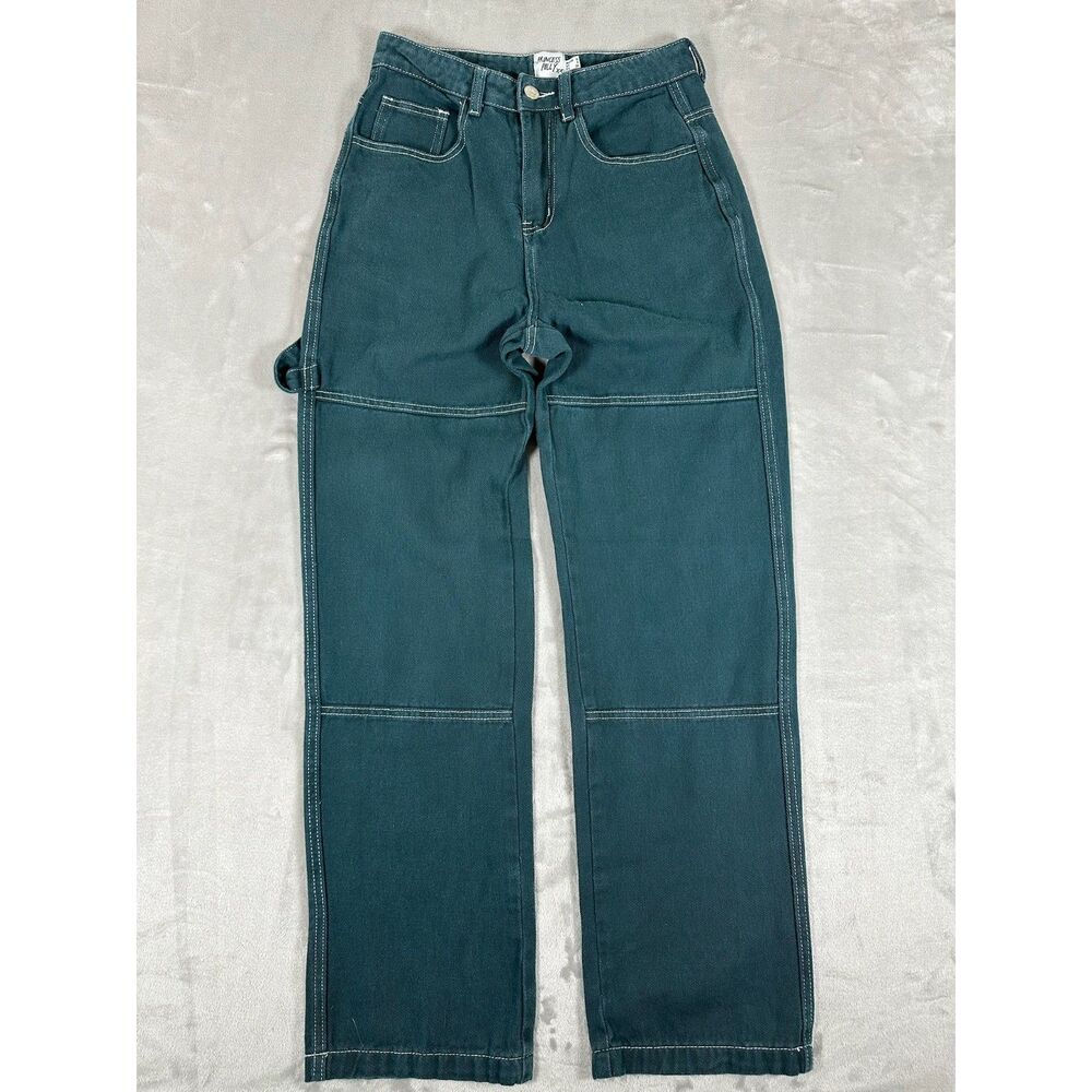 Princess Polly Green Straight Leg Carpenter Jeans Size 2
